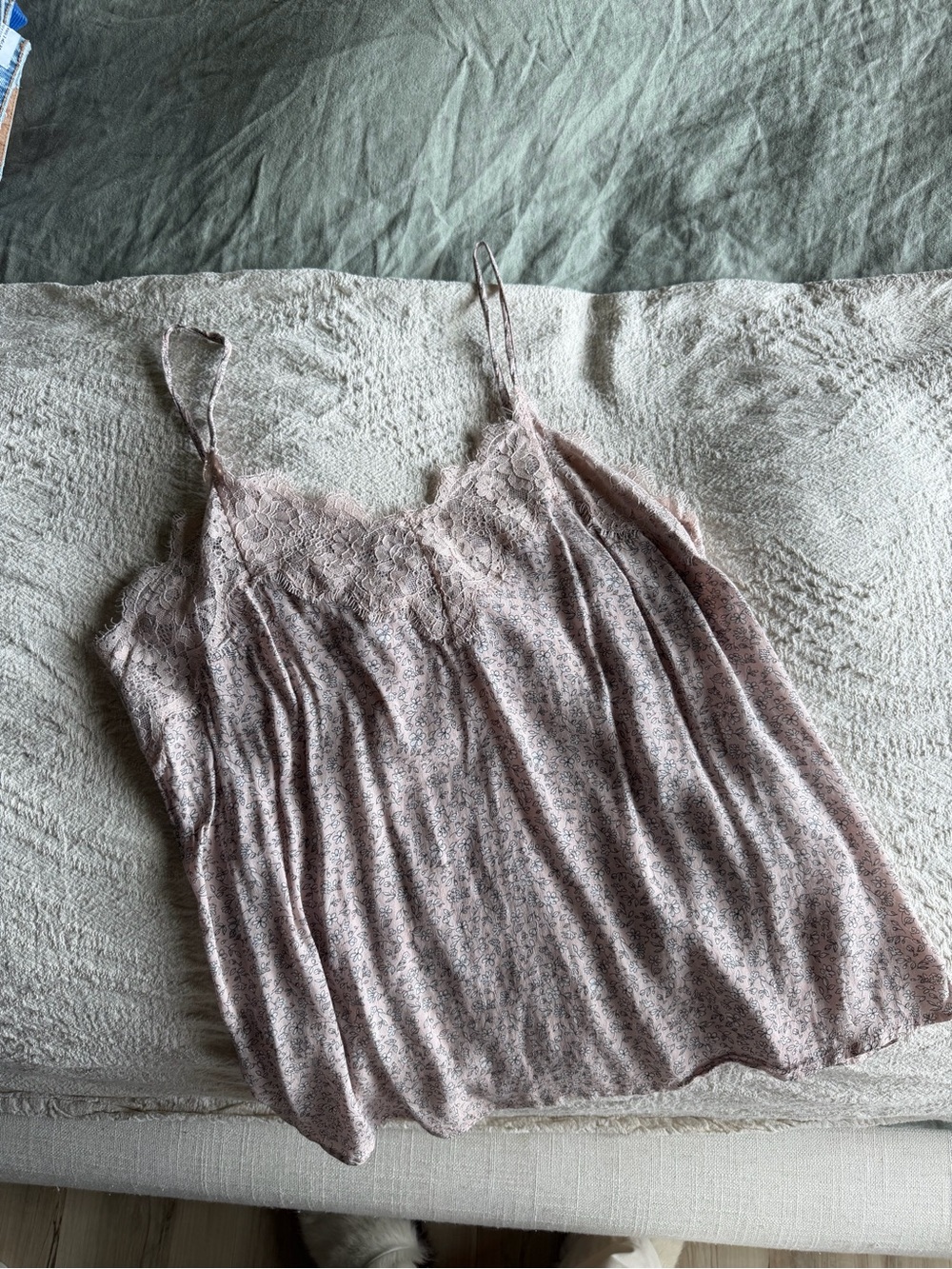 Lace-Trim Spaghetti Strap Cami in Dusty Rose